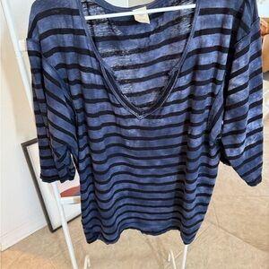 We The Free Blue and Black Striped Top
